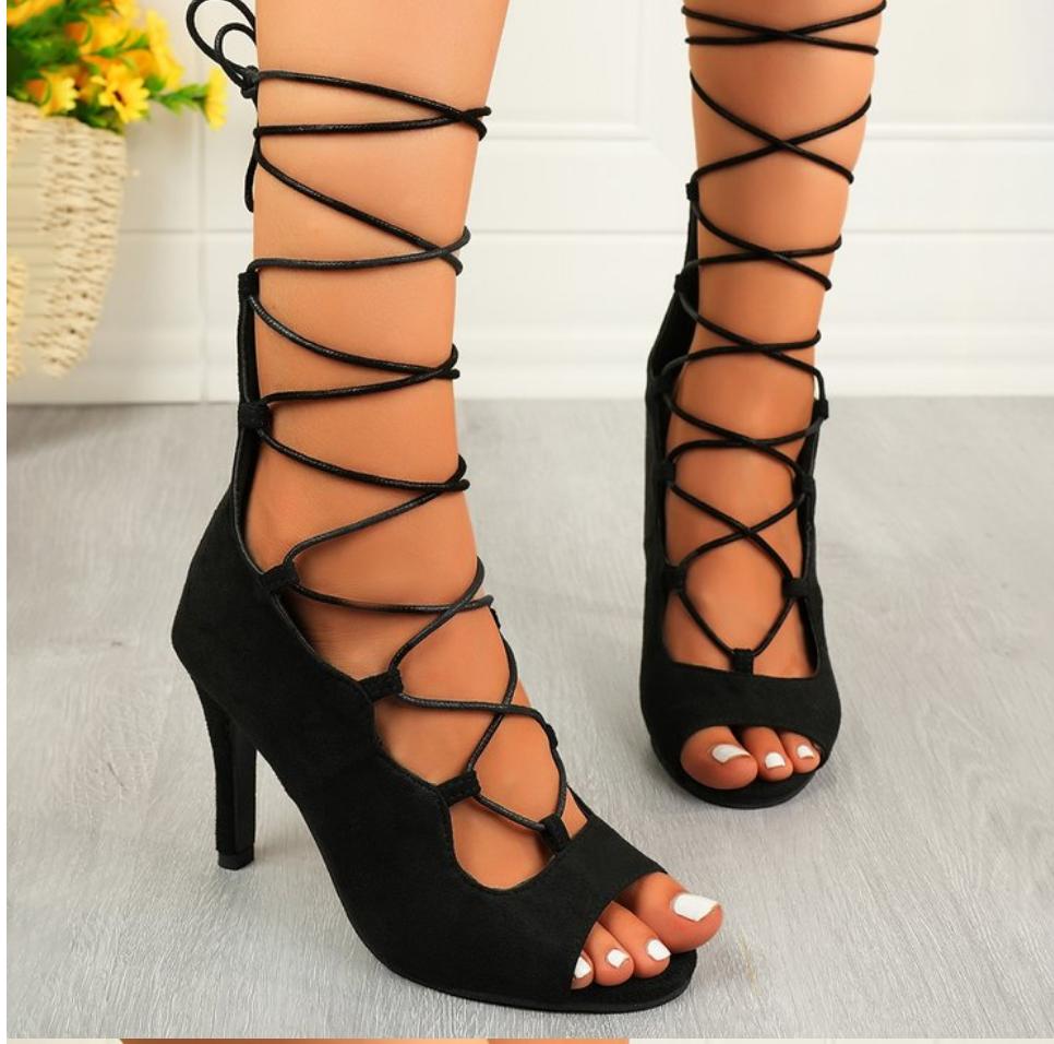 Sexy Stiletto Women Dance Shoes 2025 Summer Peep Toe Ladies High Heel Wedding Shoes Cross-tied Elegant Fashion Sandals Women