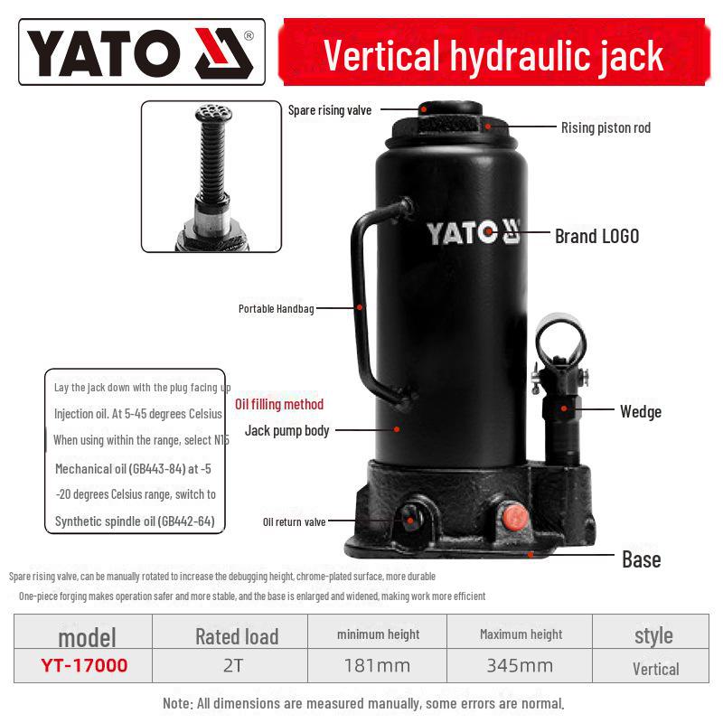 

Гідравлічний домкрат YATO 2-50 тонн для легкових автомобілів і седанів: Інструмент для вертикальної та горизонтальної заміни шин.