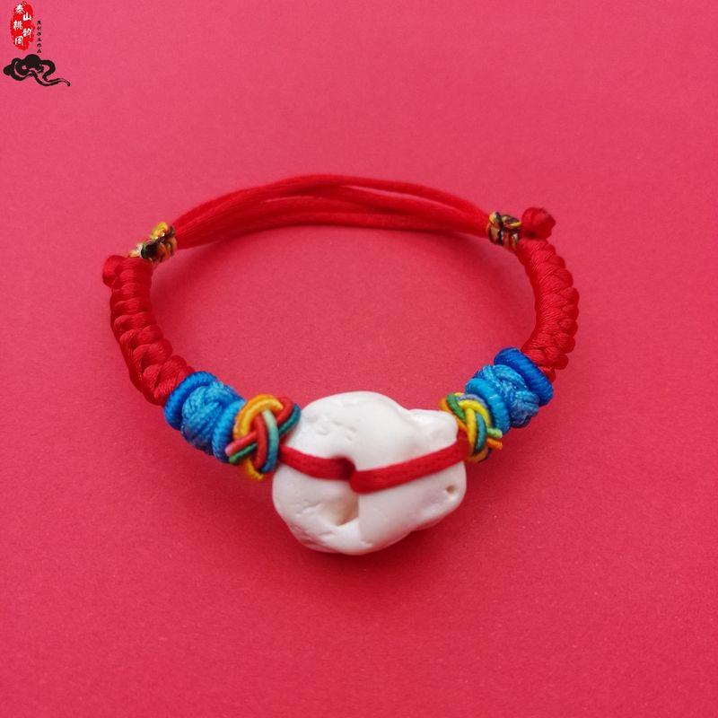 

Браслет из рафинированной кости слуховой косточки поросенка, браслет из красной веревочки, узел дордже, безопасный браслет-амулет, браслет на ногу для новорожденного, беременной женщины, фестиваля лодок-драконов (Boy colorful) pig bone diamond knot 11cm