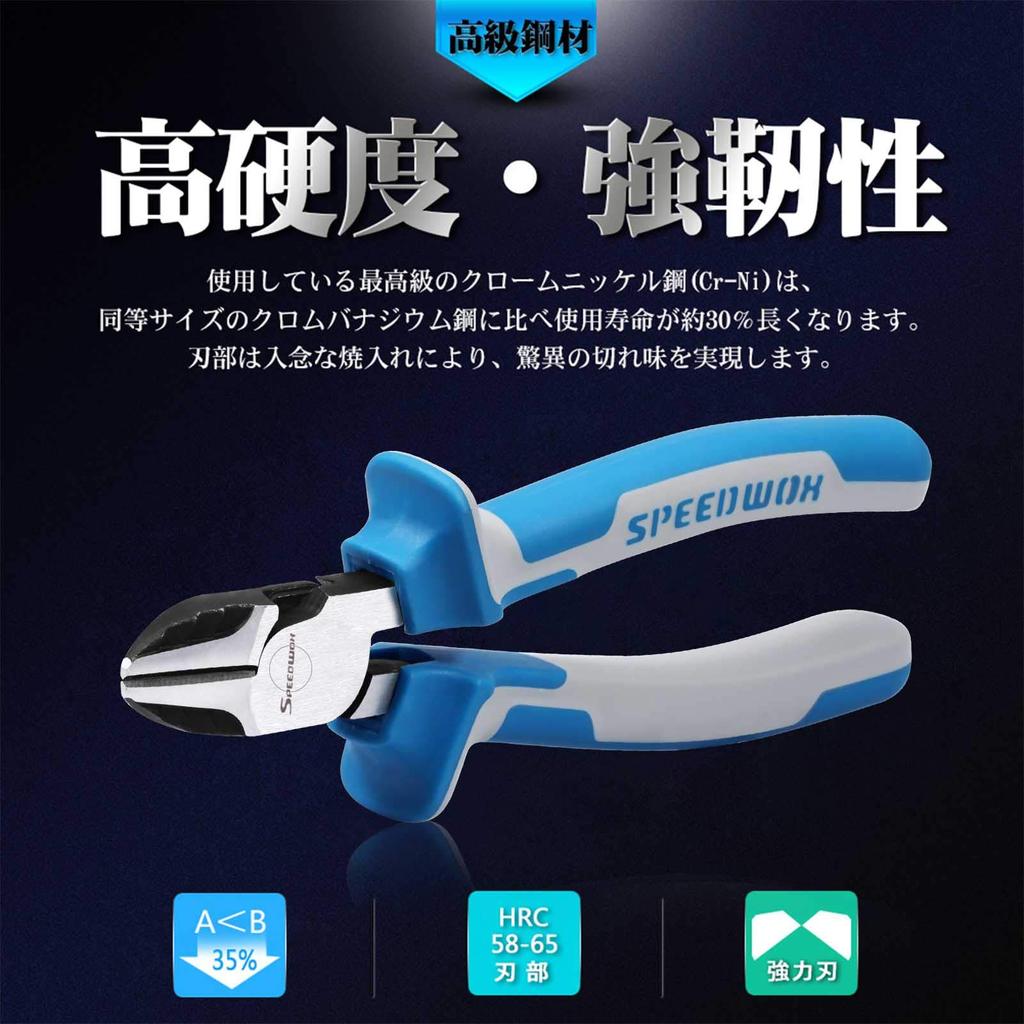 SPEEDWOX Eccentric High Wire Carbide Work Tools Heavy-duty Nippers, Nippers, Power, Strong, Cutter, Standard, 35% Sharper, Blade, CR-NI Steel,