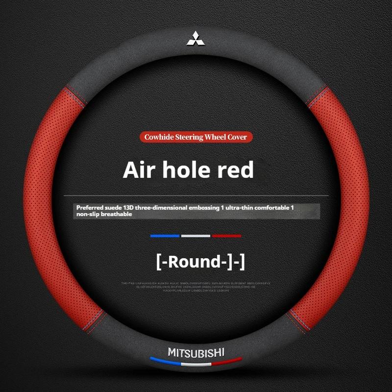 Car Suede 3D Coining Logo Antislip Steering Wheel Cover For Mitsubishi Outlander Pajero Asx Colt Lancer EX Evolution L200 Triton