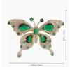 Retro Green Emerald Crystal Butterfly Brooches for Women Girls Elegant Badges Classic Lady Dress Suit Jewelry Accessories Gifts