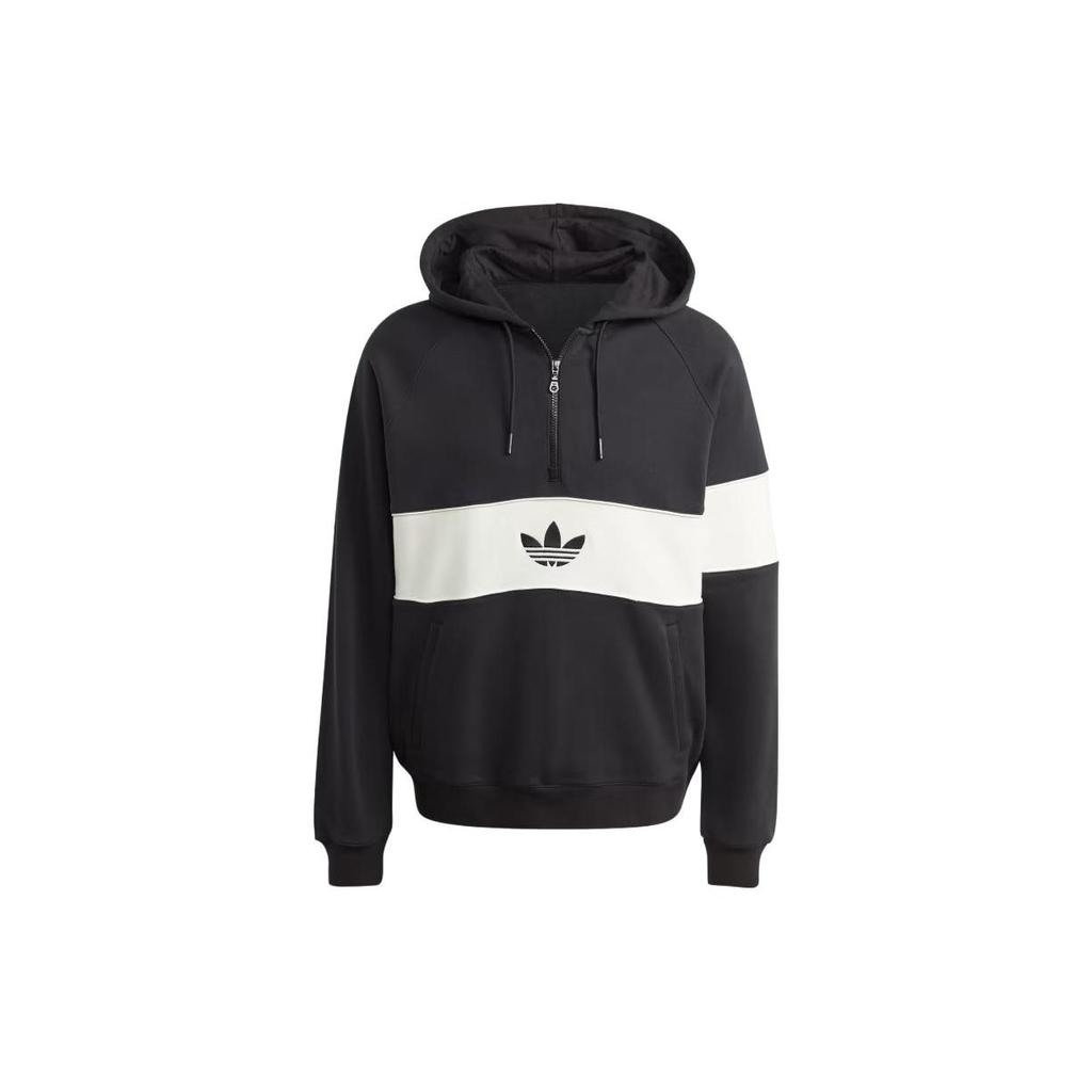 Adidas Originals Color Block Half Zip Hoodie Men Hoodies Black IP9488
