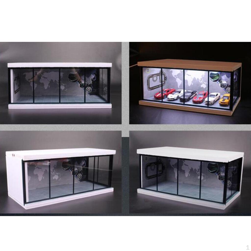 1:64 Vitrine de parcare de colecție Protector de mașină turnat sub presiune cu LED încorporat pentru păpușă