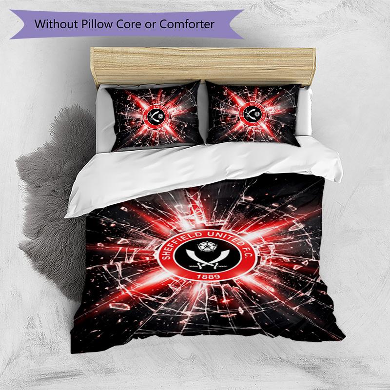 Set Lenzuola Stampato Sheffield United Football 3 Pezzi, Comodo Set Copripiumino per Camera da Letto Amico della Pelle