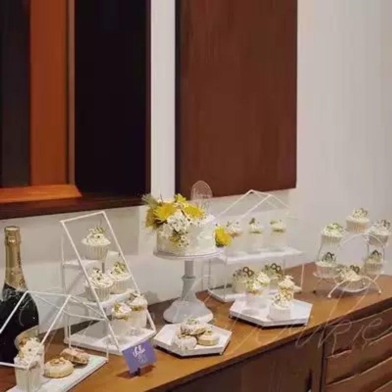 Elegant White Iron Art Dessert & Cake Display Stand Sets