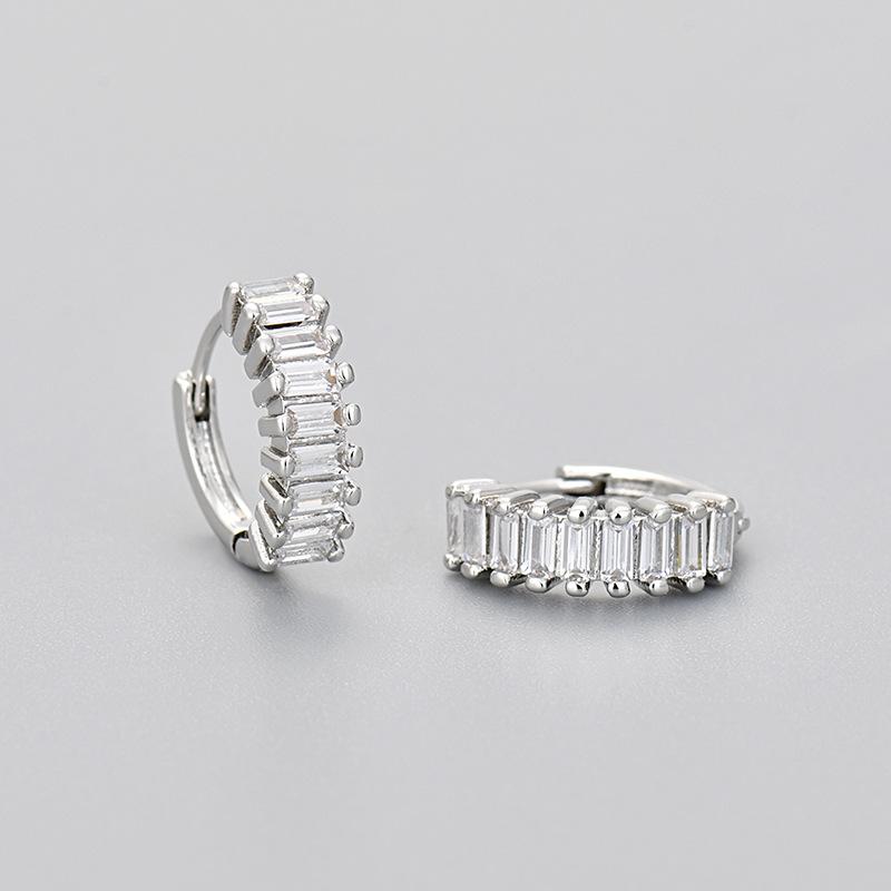 

Light Luxury Rectangular Zircon Ear Hops Sweet Bohemian Versatile Earrings For Women Fashion Jewelry Gift copper