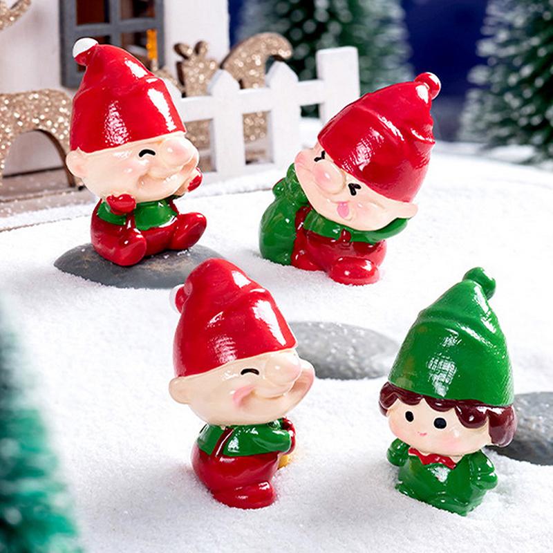 1Pcs Creative Christmas Elf Character Resin Handicraft DIY Christmas Decorations Micro Landscape Accessories Desktop Ornament