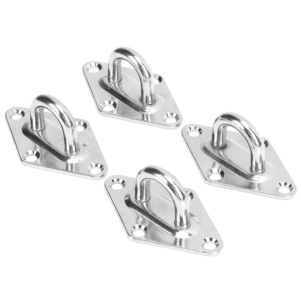 4PCS 8MM Eye Plate Diamond Shaped Ceiling Hook Pad Staple Hook Loop Marine Hardware Yacht Accessories