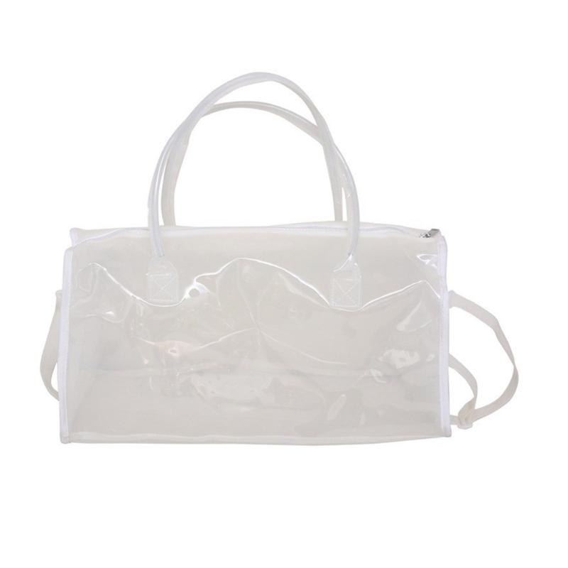 

Candy Colored Clear Bag with Large Capacity Shoulder Bags PVC Crossbody Handbag for Organizing Toiletries білий