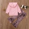 Newborn Infant Baby Girls Diamantes Heart Leopard Print Hoodie+Pants Set Outfit