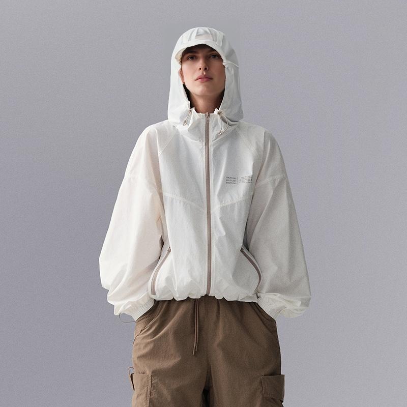 Li Ning CF Ultraviolet Protection UPF 100+ Water-Resistant Lightweight Sun Protection Jacket Women Jackets Standard-White AFDU716-3