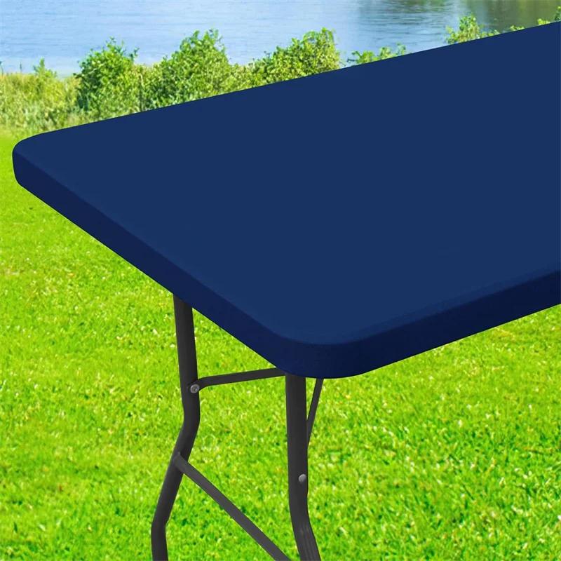 Elastic Fitted Tablecloths Waterproof | Rectangle Table Cover 6 Foot | Outdoor Table Cloth Washable