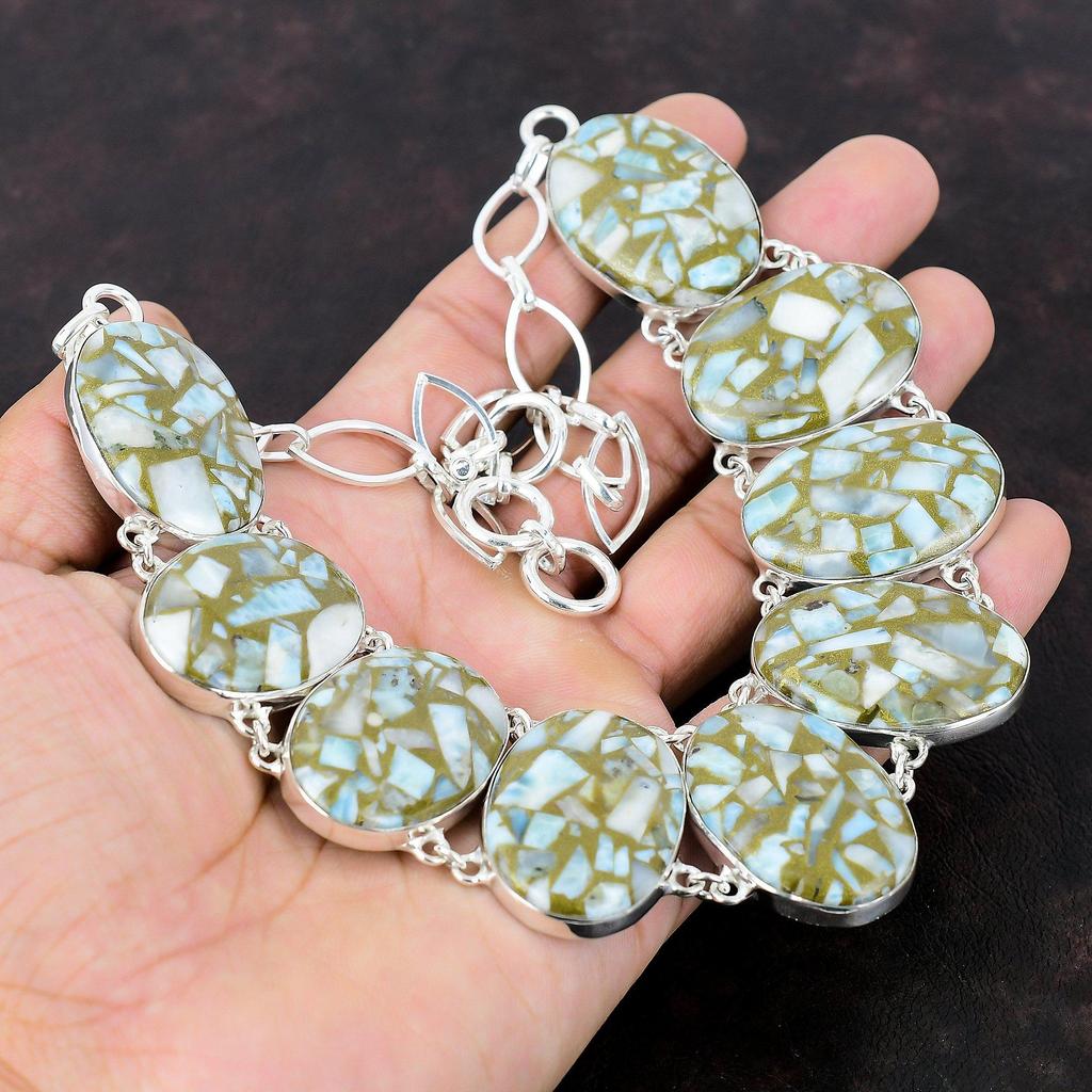 Kupfer Larimar Halskette 925 Sterling Silber Halskette echter Edelstein Schmuck verstellbare Kette Halskette Geschenk für Mädchen handgemachte erstaunliche Halskette