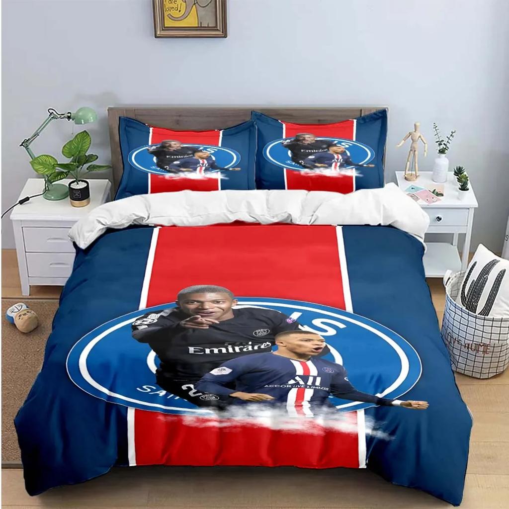 Set Biancheria da Letto Digitale alla Moda Calcio M-Mbappe Copripiumino Piumone Letto Giovani Bambini Ragazza Ragazzi Regalo di Compleanno