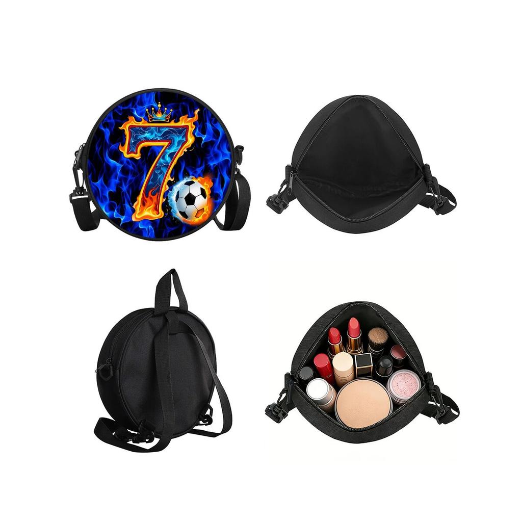 Fußball-Print Damen Runde Crossbody-Tasche Vintage Kreis Umhängetasche Verstellbarer Riemen Reise Umhängetasche Geschenk
