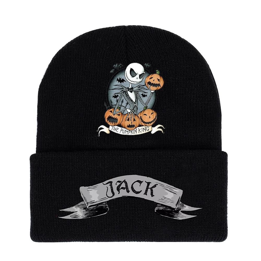 Jack Pumpkin Prince Knit Hat Colorful Halloween Print Unisex Winter Warm Cap