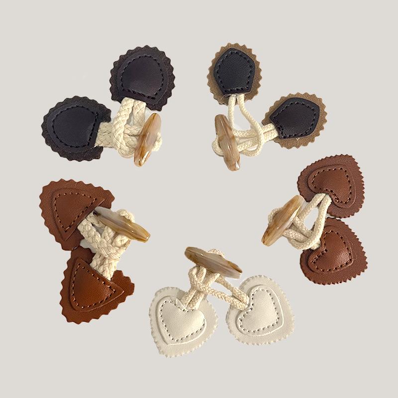 4Pairs Rope Leather Pair Button for Sewing Supplies Coat Sweater Cardigan Belt Buckle Handwork Clothing Decoration