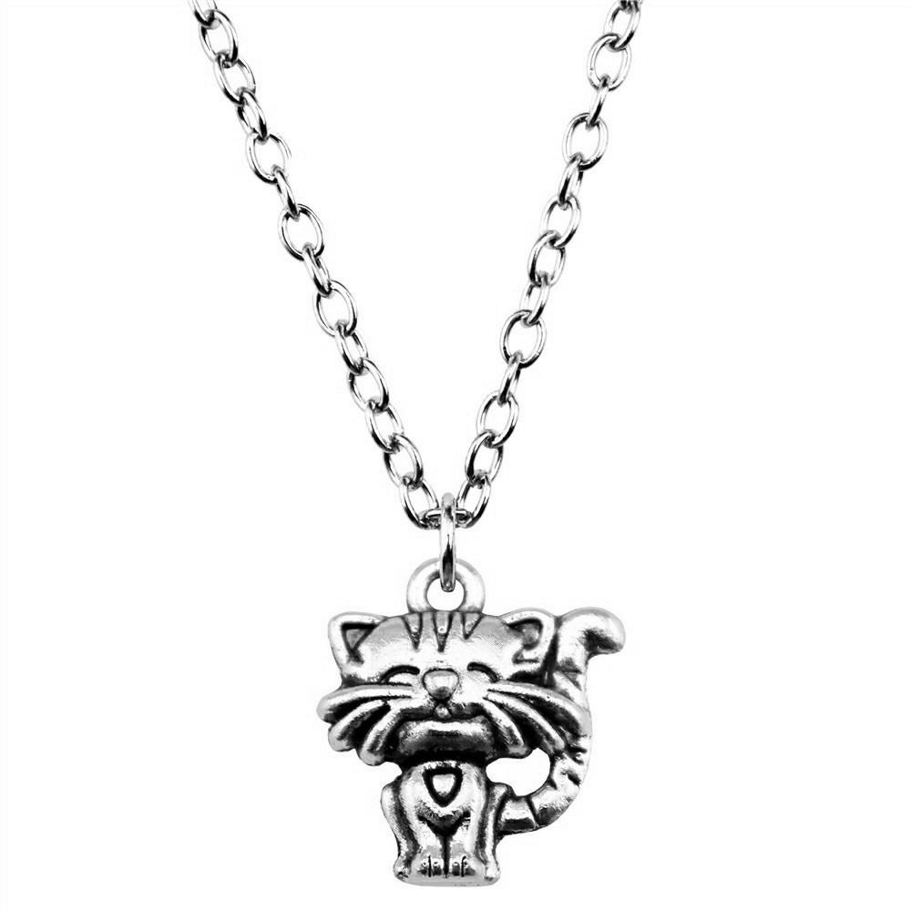 Cat Charm Necklace Cute Animal Pendant For Lovers Minimalist Pet Jewelry Gift 43cm Chain