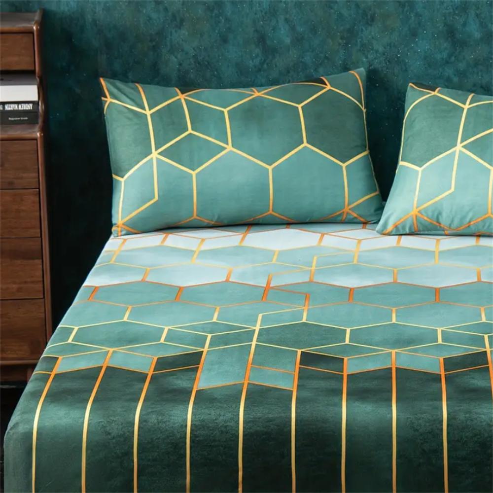 

Роскошный геометрический комплект простыней на резинке из 3 предметов - Мягкое, удобное, дышащее постельное белье с защитой матраса - Идеально для спальни 90x190x25cm 2pcs