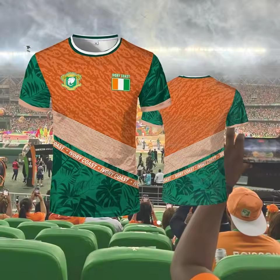 2026 New Ivory Coast Themed T-shirt Outdoor Sports Breathable Quick-drying Jersey Unisex Africa Cup Of Nations Fan Jersey