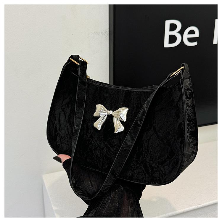 

Small Underarm Handbag Women s Trendy Shoulder Bag Sweet Bow Design Fashion Casual Evening Purse New Elegant Mini Top Handle Bag чёрный
