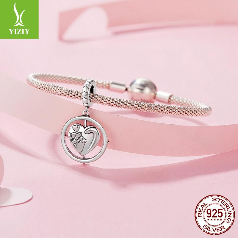 A Family Of Three Pendants Cross-Border E-Commerce 925 Silver Love String Beads Diy Bracelet Accessories Mother'S Day