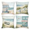 Charming Seaside Retreat Pillow CoversLiving Room Sofa Cushion Cover, Soft and Comfortable, Bedroom Room Decoration