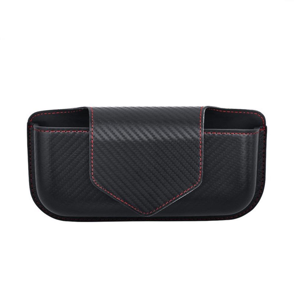 PU Leather Car Glasses Case Magnetic Sunglasses Clip  Auto Eyeglasses Storage чёрный/красный