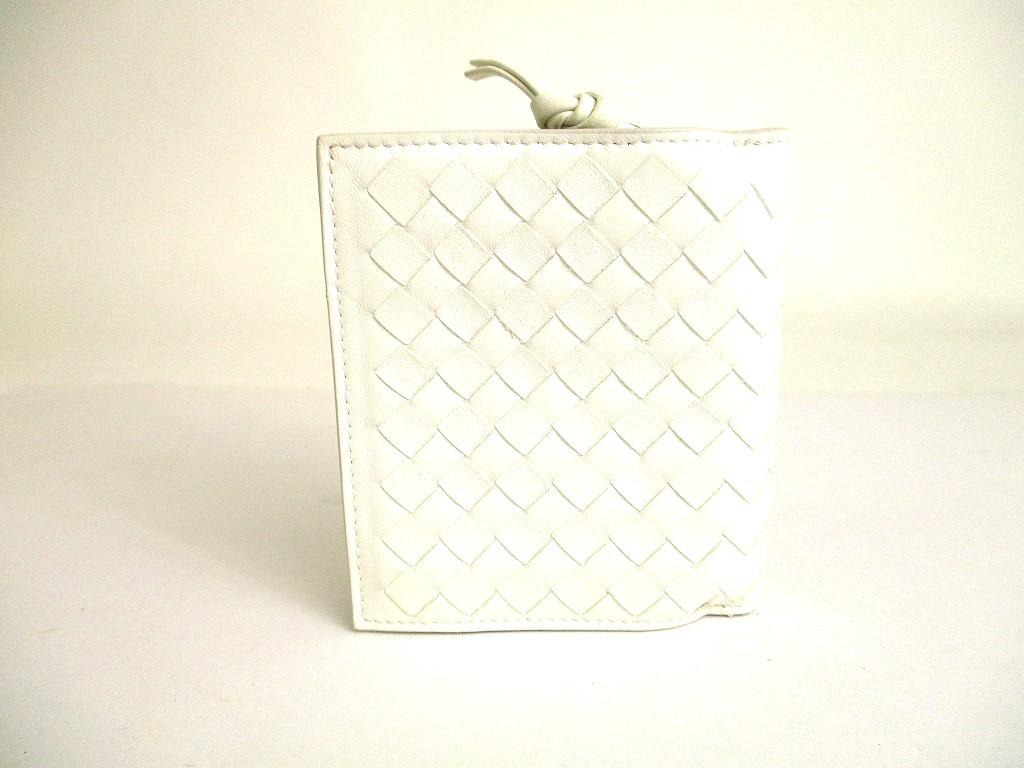 Authentic BOTTEGA VENETA Intrecciato White Leather Bifold Wallet Compact Wallet #9692  Refurbished