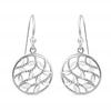 LeCalla S925 Sterlingsilber Schmuck Filigran Runde Diamantschliff Blatt Hängeohrringe für Teenager Mädchen 26 MM