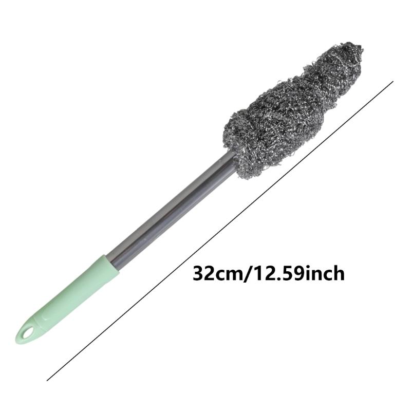 Ergonomic Long Handle Stainless Steel Scouring Ball Brush Random Color Suitable for Easily Kitchen Surfaces Cleaning