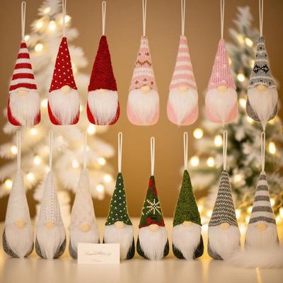 Kreatív Kötött Karácsonyi Díszek Színes Arcnélküli Öregember Akasztós Díszek, Manó Medálok, Gnóm Díszek