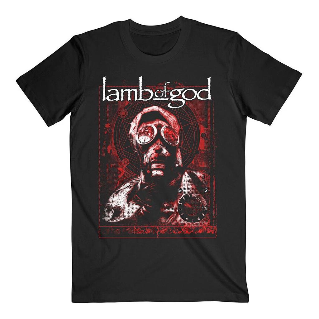 Lamb Of God New Black T-Shirt, Gas Mask Waves Band Concert Tee S-5XL