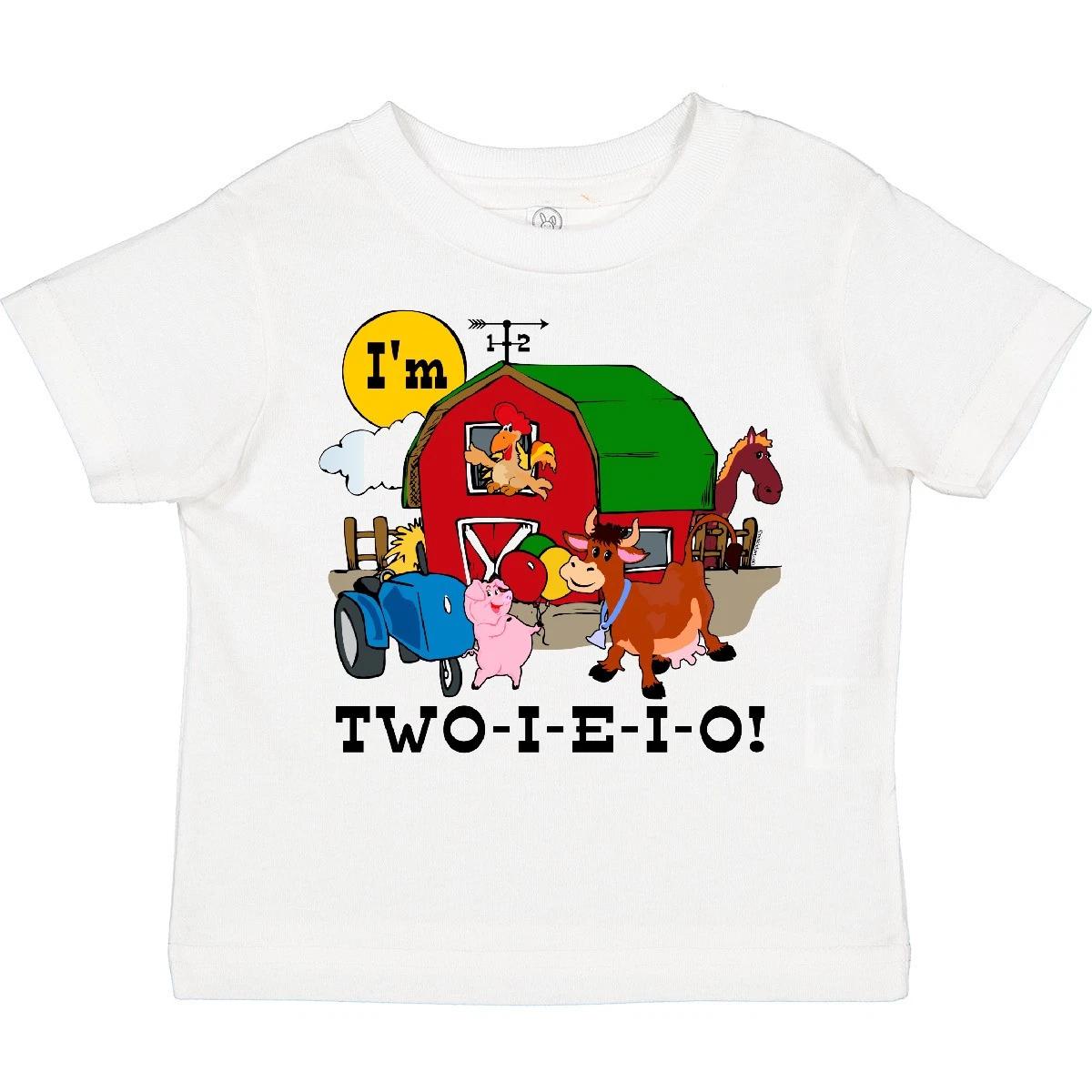 Inktastic TWO-I-E-I-O Toddler T-Shirt 2nd Birthday Farm Barn Cow Pig Horse Eieio 120