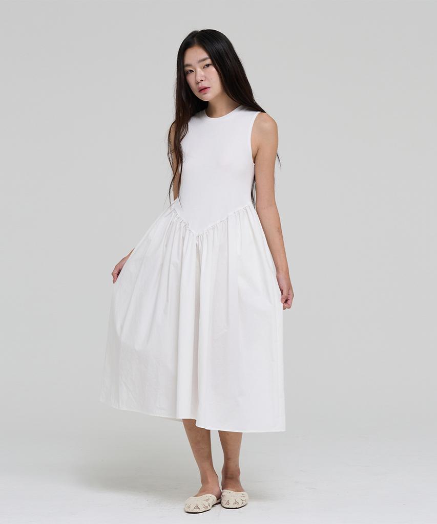 LEVHEARTED Voluminous Sleeveless Cotton Dress - Ivory