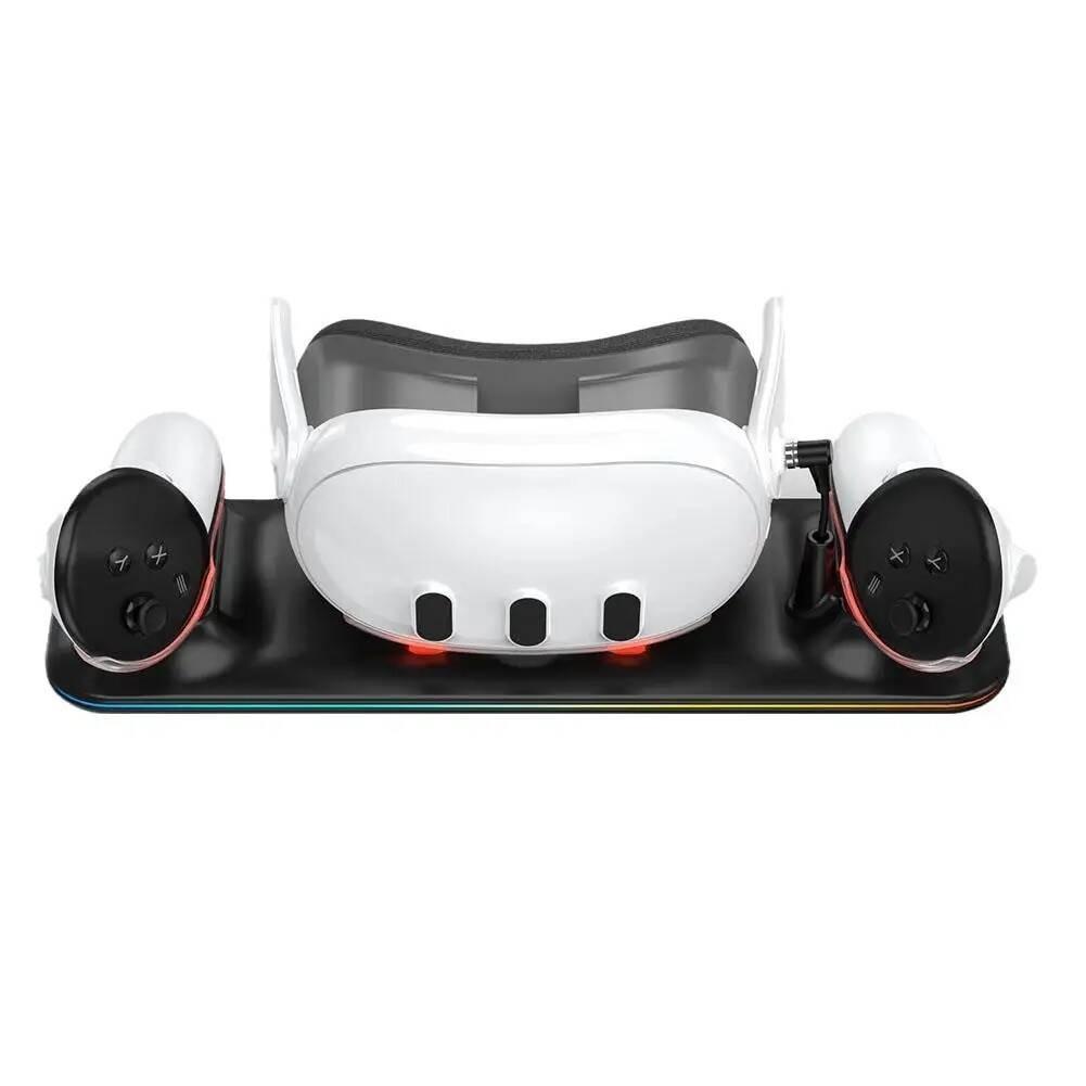 Wireless Charging Station Charging Dock for Meta / Oculus Quest 3 VR Accessories Kit Blue Light Fast Charging Base Charger Adaptor