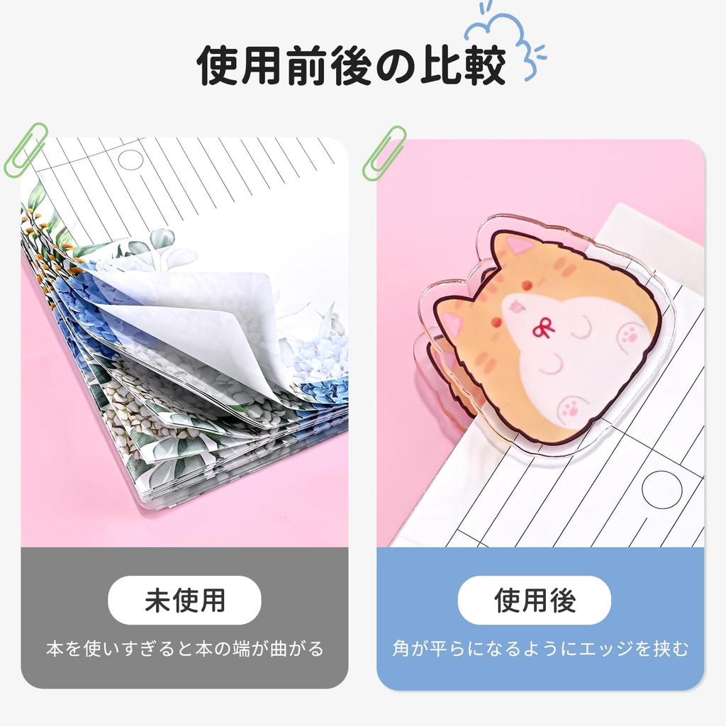 Newseego Triangular Clips Corner Paper Book Double Cute Paper Paper Book Corner No Punching Stylish Cat Design (6-Pack) Clips, Clips, Clips, Clips,
