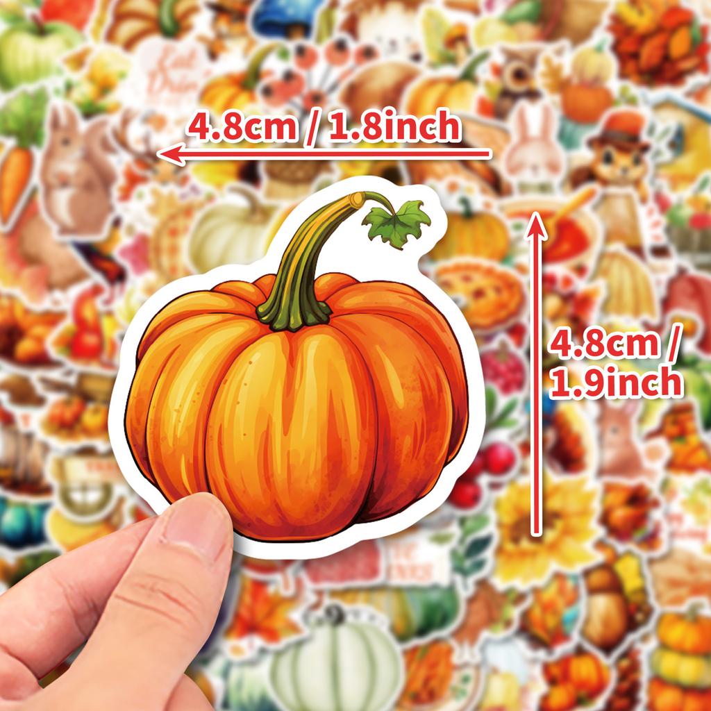 100 Thanksgiving Waterproof Stickers PP Material Waterproof No Repeatable Stickers DIY Water Cup Luggage Skateboard Refrigerator