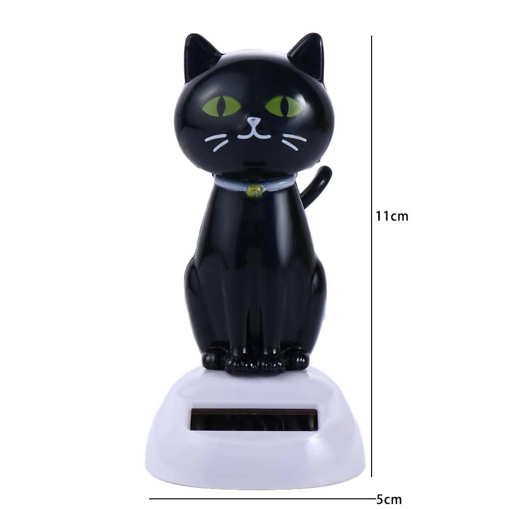 Decoration Solar Powered Black Solar Toy Doll Dancing Cat Figure Bobble Head Doll Shaking Head Cat
