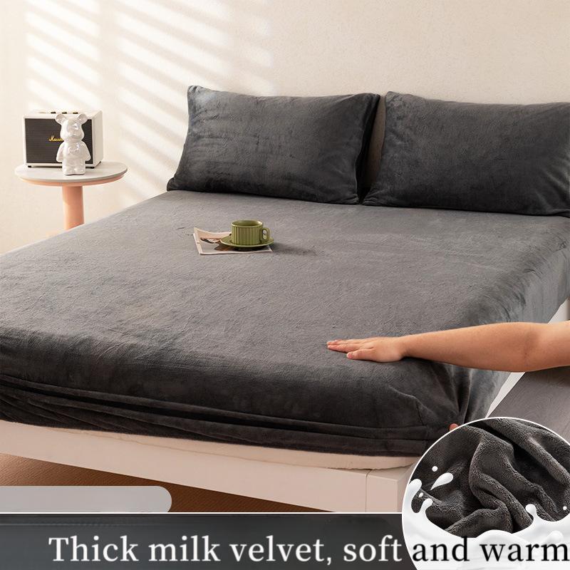 2025 Autumn/Winter New Single Milk Velvet Thickened Bed Sheet, Mattress Protective Cover, Coral Velvet Bed Shee