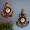 Reloj de Pared con Forma de Ancla Decoración de Madera Retro Silencioso de Cuarzo Para Sala de Estar