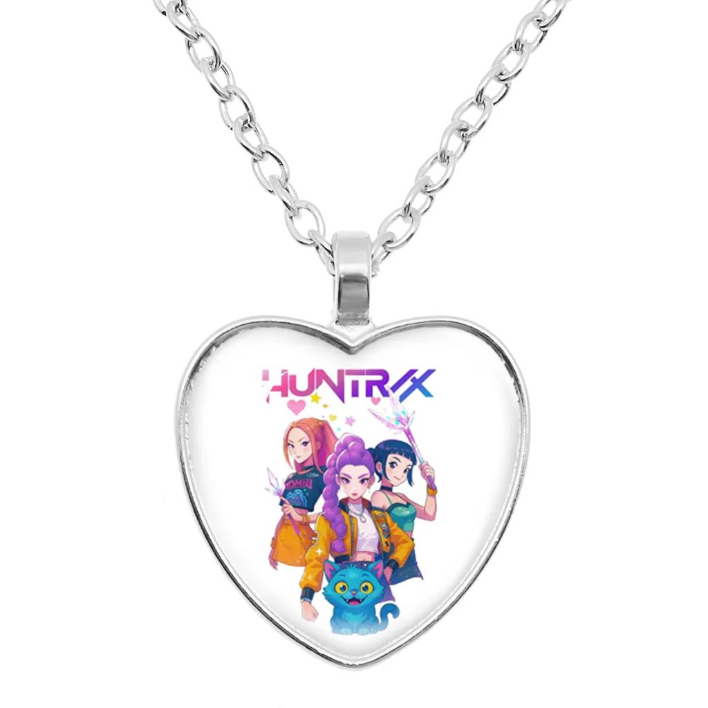 Dämonenjäger Anime niedliche Halskette Kinder Mode Schmuck Zubehör Edelstein Pfirsichherz Halskette Mädchen Urlaubsgeschenk