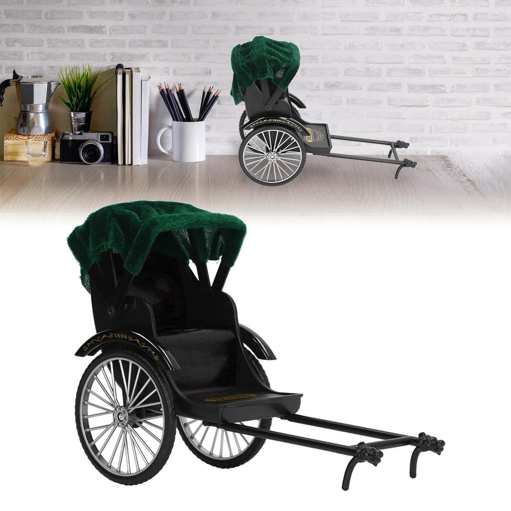 Simulation Rickshaw Model Toy Alloy Delicate Details Exquisite Workmanship Jinrikisha Decoration for Home Decoration