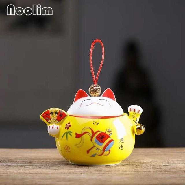 

Lucky Cute Cat Caddy Керамическая герметичная банка в форме животного Дорожная портативная банка для специй Кухонный небольшой резервуар для хранения D