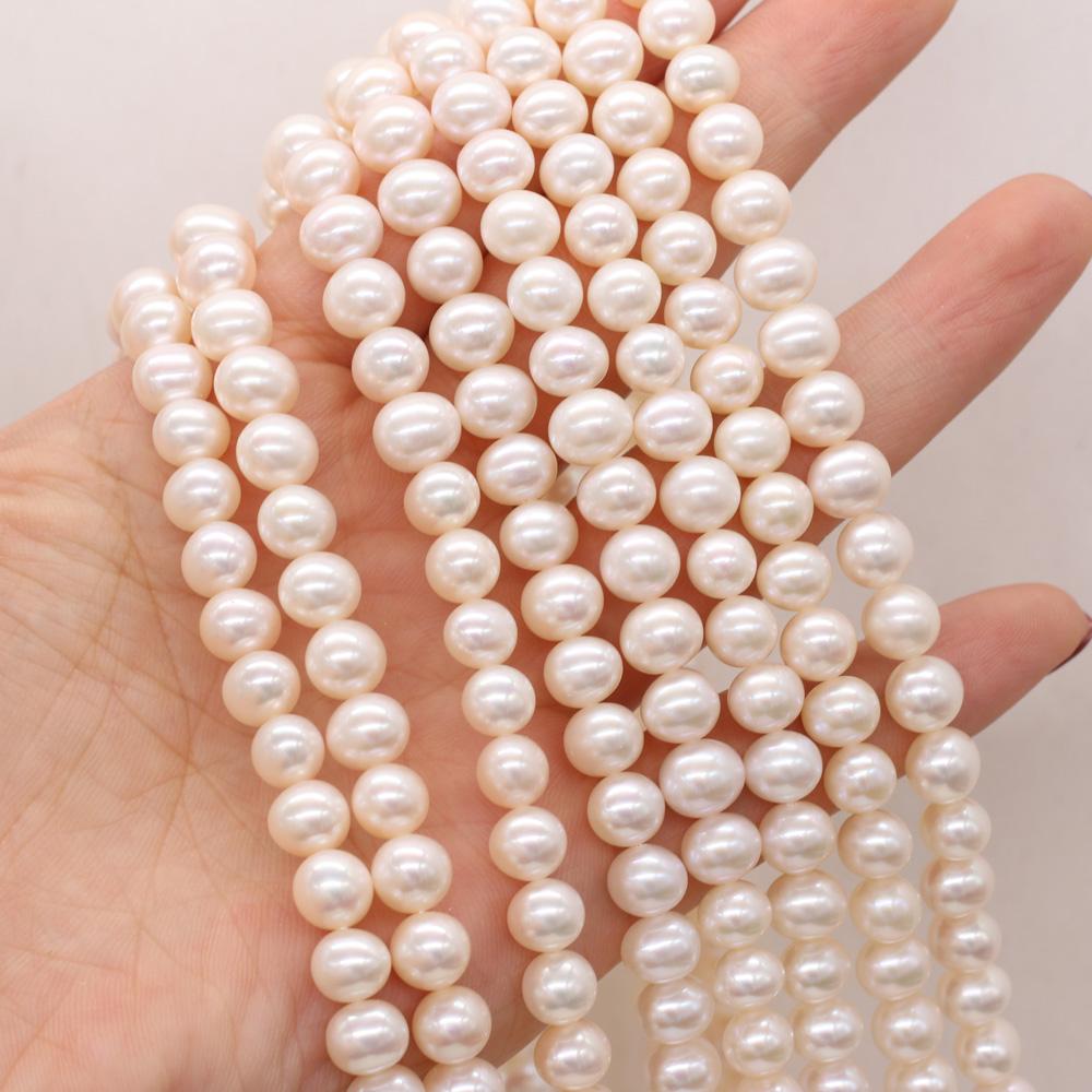 1String, White Natural Potato-shaped Pearls Beads, 7-8mm, for DIY Necklaces Bracelets Accessories, Jewelry Making, Birthday, Wedding, Party Gifts 36cm