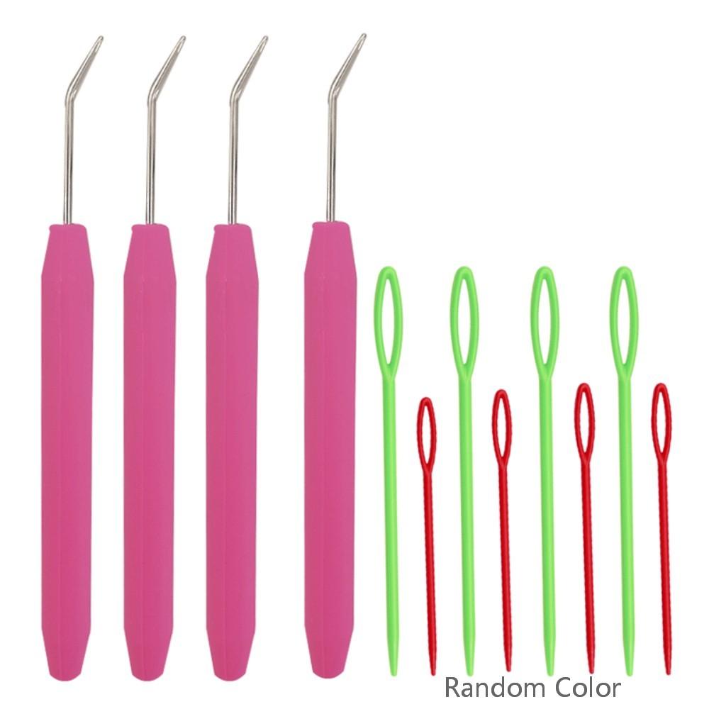 4/6/8PCS Crochet Needle Hooks Kit with Knitting Loom Hooks and Colorful Plastic Sewing Needles Loom Knit Hook Set