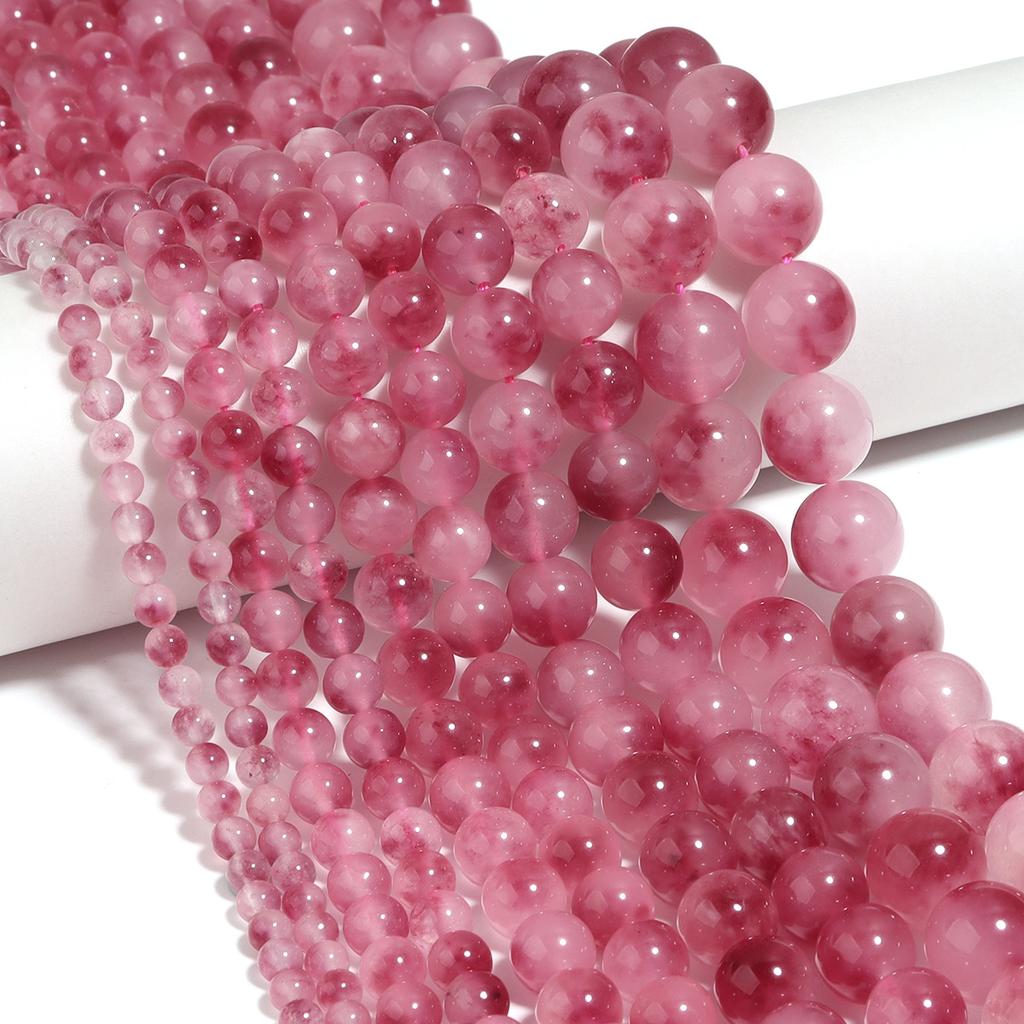 1 Strang 4/6/8/10/12mm Natürliche Chalcedon-Steinperlen Heißrosa Fallende Blüten Lose Perlen Für Schmuckherstellung DIY Armband Halskette