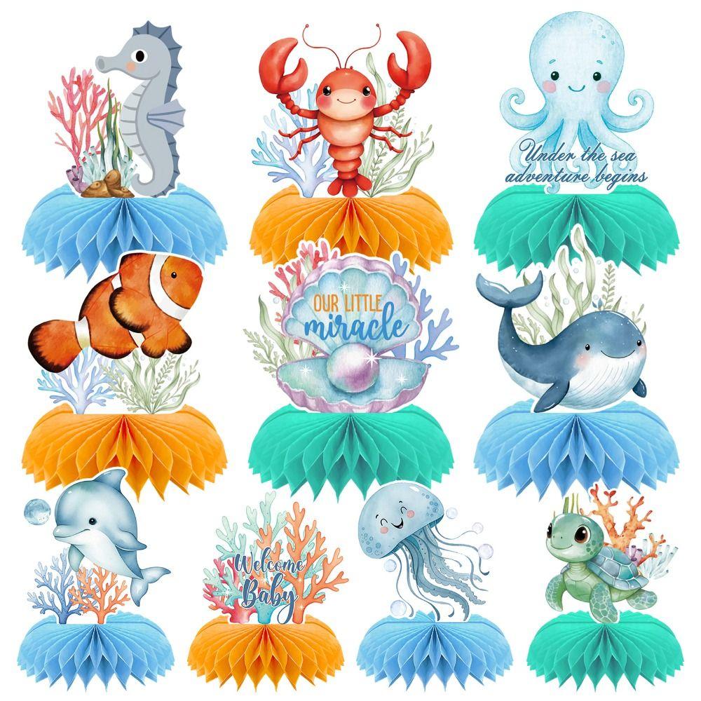 10PCS Set Ocean Animals Centerpieces Under the Sea Decorations  for Gender Reveal Birthday Party