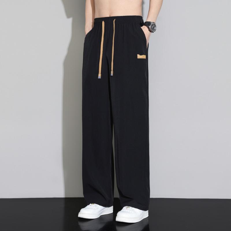 Ice silk straight-leg pants men's summer thin loose sports casual long pants pants wide-leg pants